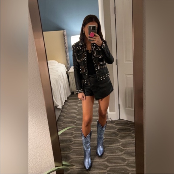 Jeffrey Campbell metallic blue cowboy boots - Picture 2 of 4